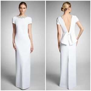 NWT flaw Sachin and Babi Petra Gown Long Dress White Pearl Size 8